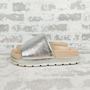 Sam Edelman Shiny Silver Slide Sandals
